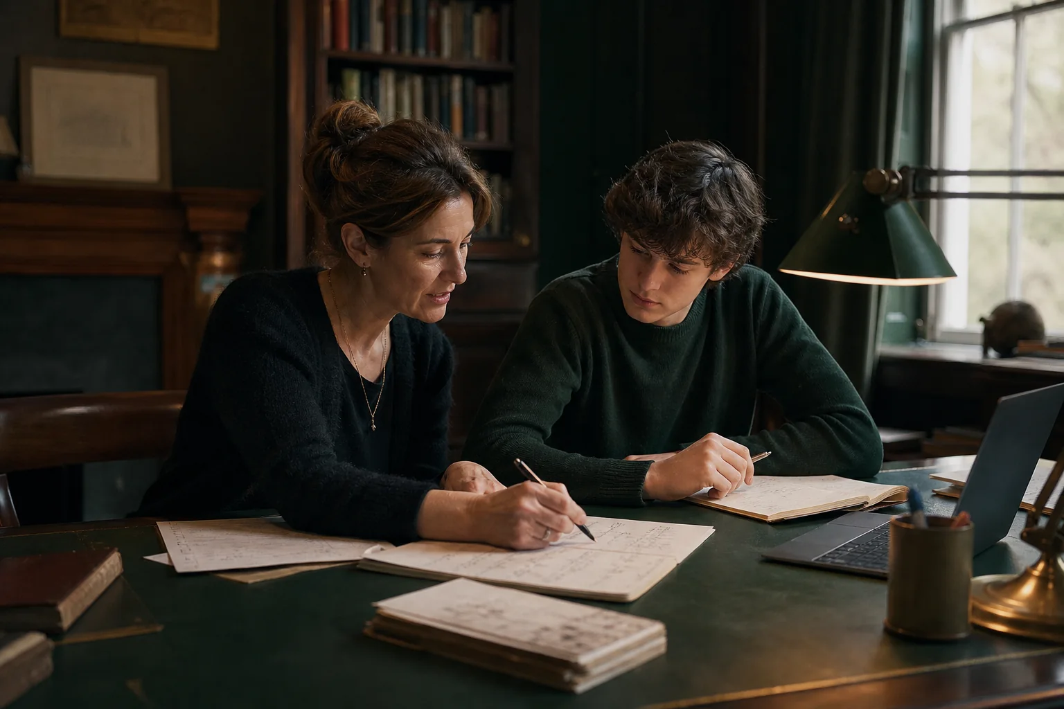 A one-to-one tutoring session in a quiet study